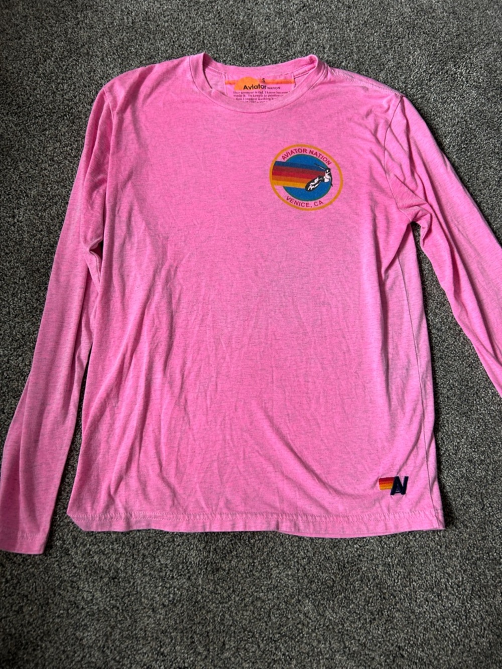 Aviator Nation Pink Long Sleeve Tee size small